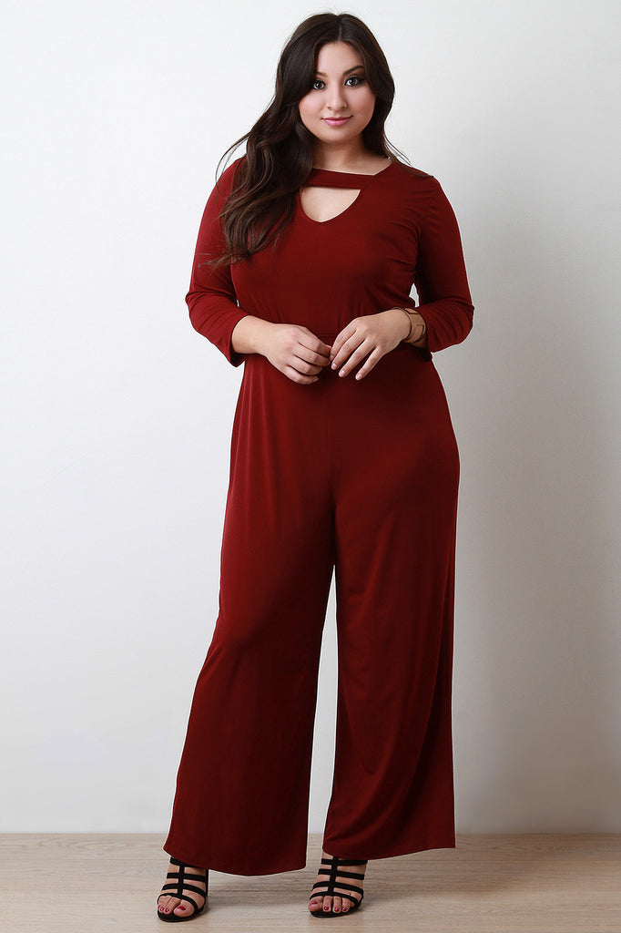 Wide Leg Key Hole Jumpsuit