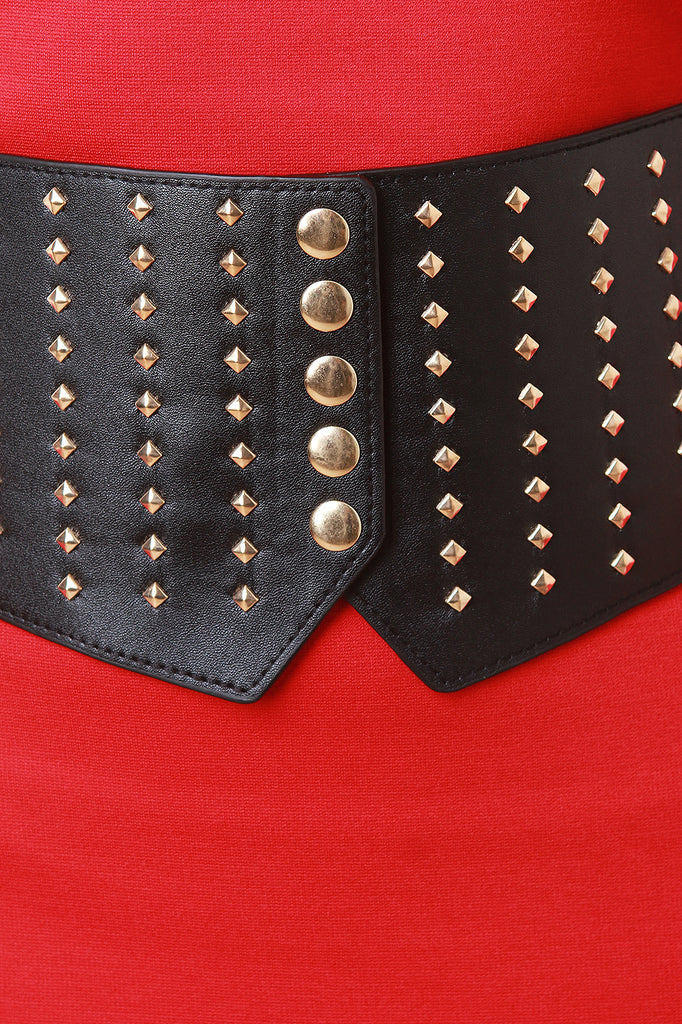 Studded Elastic Cummerbund Wide Belt