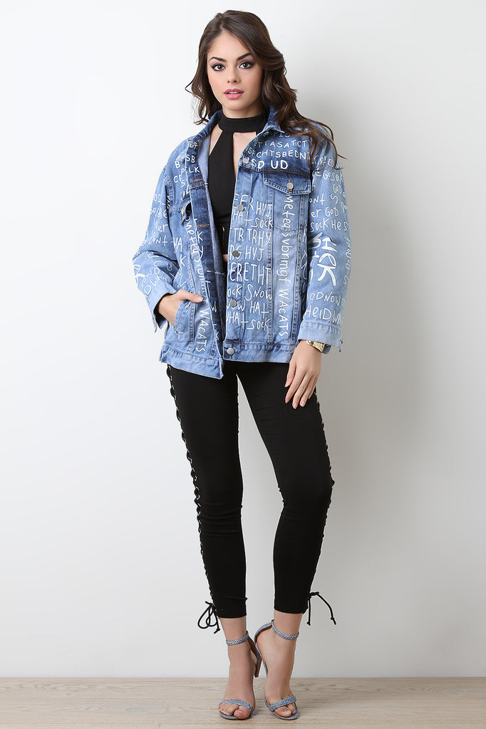 Unique Random Letter Denim Jacket