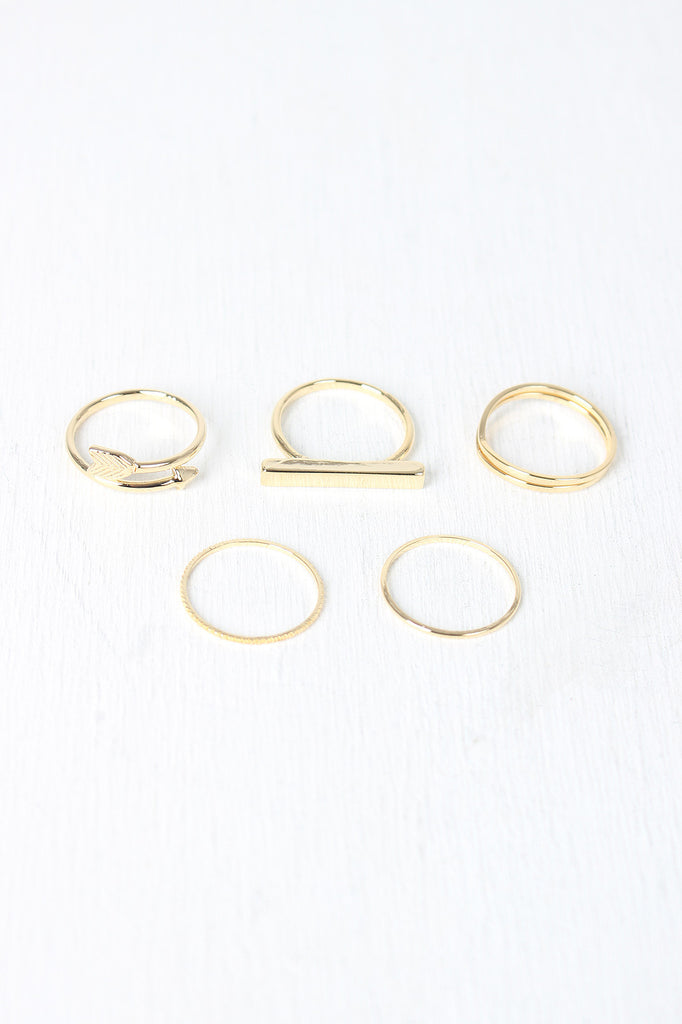 Delicate Arrow Bar Ring Set