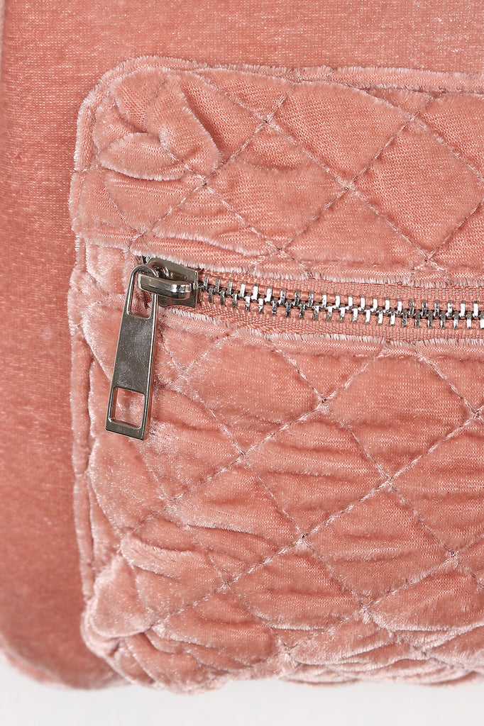 Velvet Quilted Front Mini Backpack