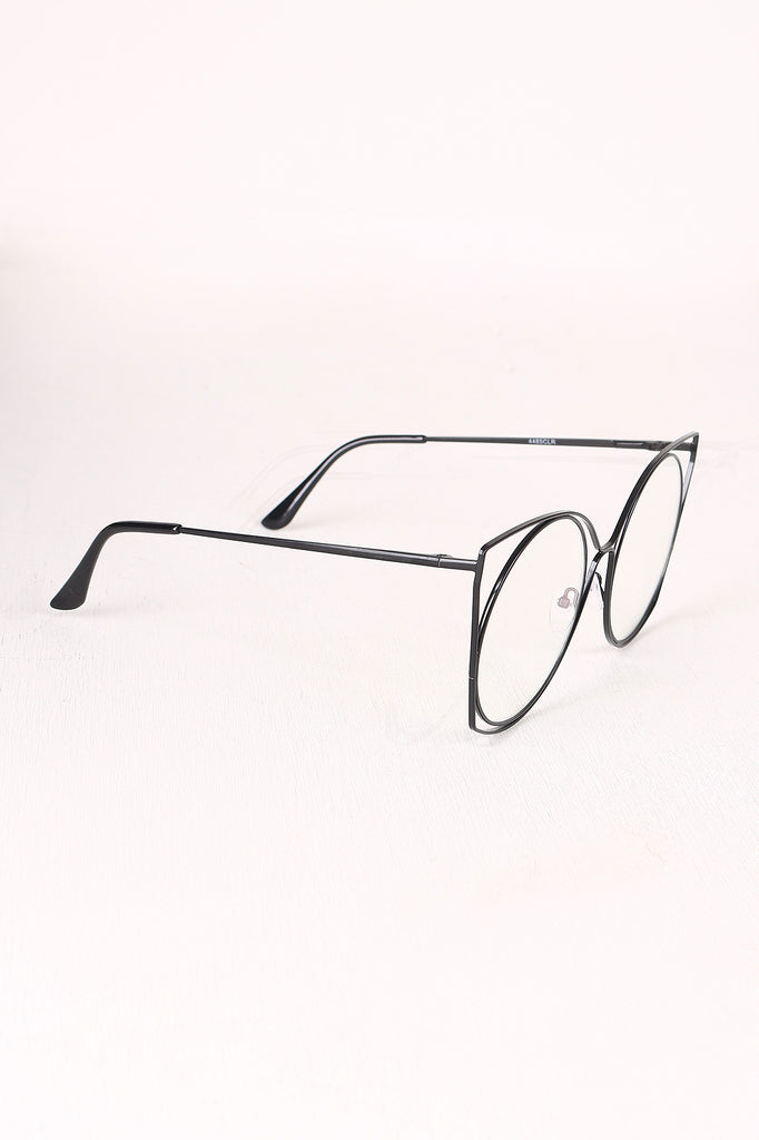Oversized Clear Lens Open Wire Framed Glasses