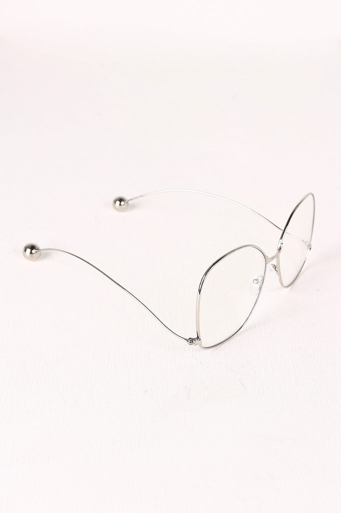 Oversized Clear Lens Ball Accent Butterfly Glasses