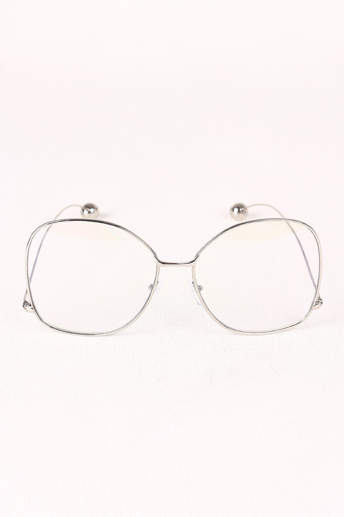 Oversized Clear Lens Ball Accent Butterfly Glasses
