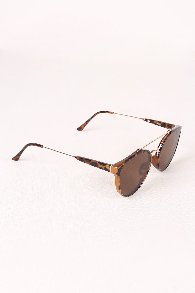 Retro Double Bridge Round Lens Sunglasses