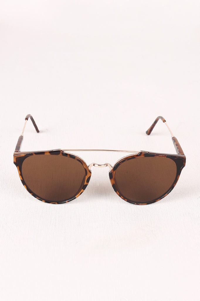 Retro Double Bridge Round Lens Sunglasses