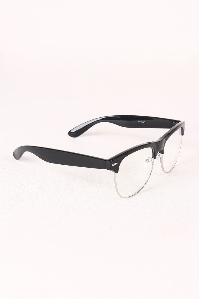 Semi-Wayfarer Design Crystal Clear Lens Glasses
