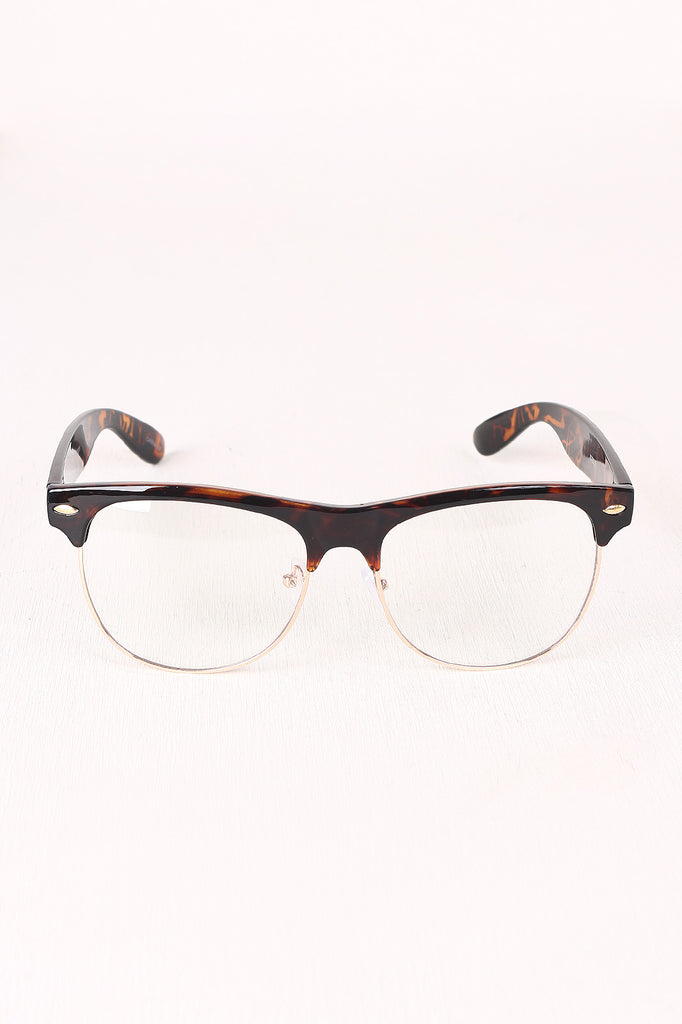 Semi-Wayfarer Design Crystal Clear Lens Glasses