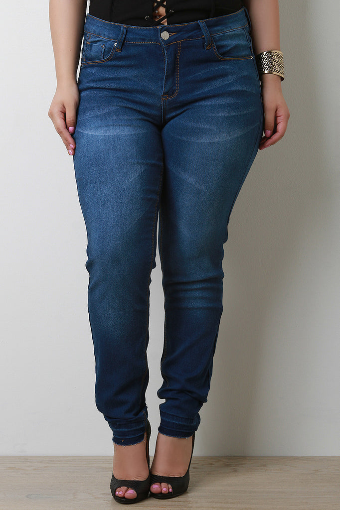 Raw Cut Hem Slight High Rise Jeans