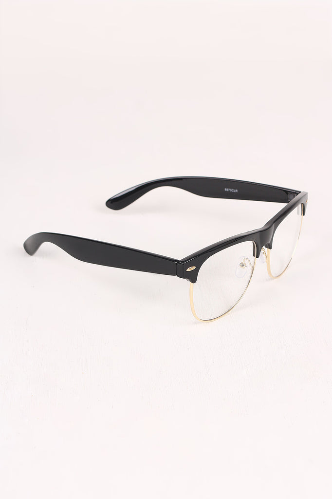 Clear Lens Semi-Rimless Wayfarer Glasses