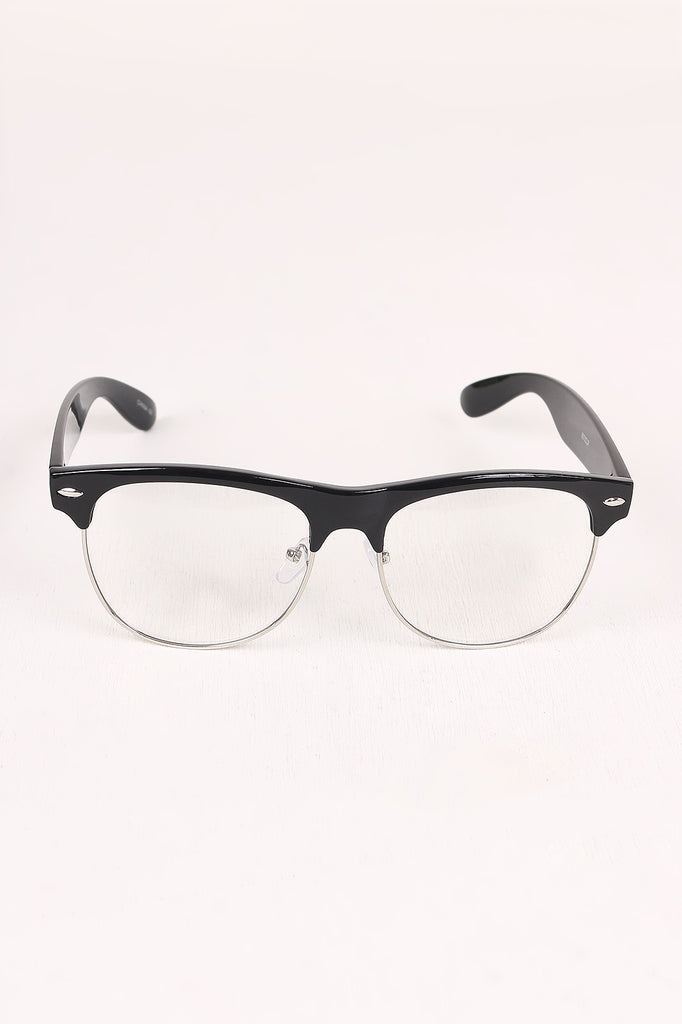 Clear Lens Semi-Rimless Wayfarer Glasses