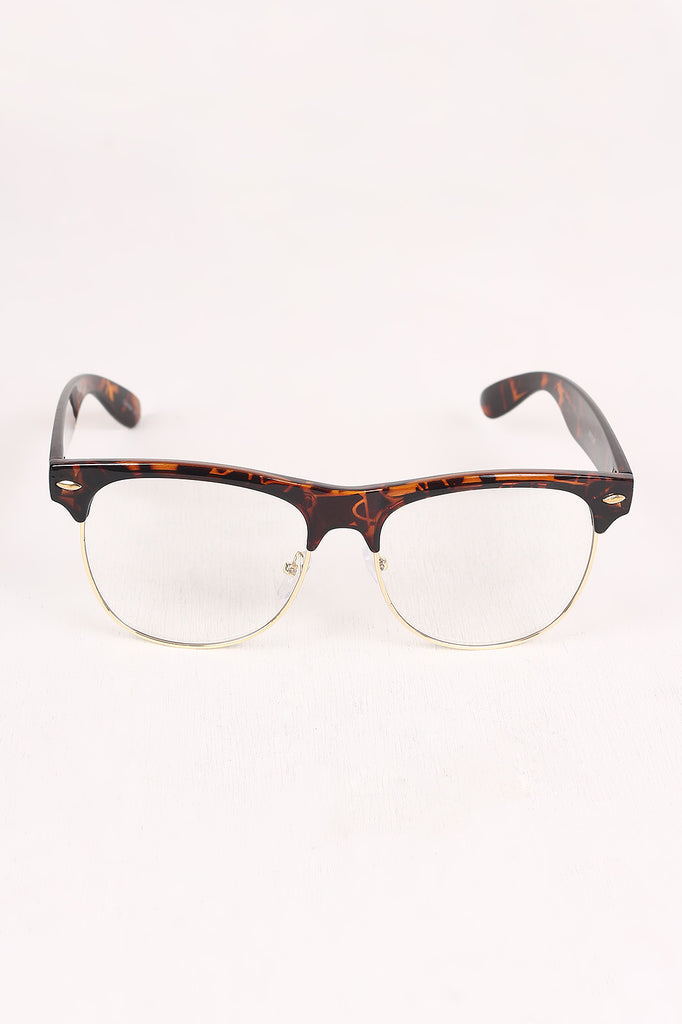 Clear Lens Semi-Rimless Wayfarer Glasses