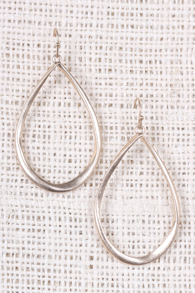 Open Teardrop Fish Hook Back Earrings