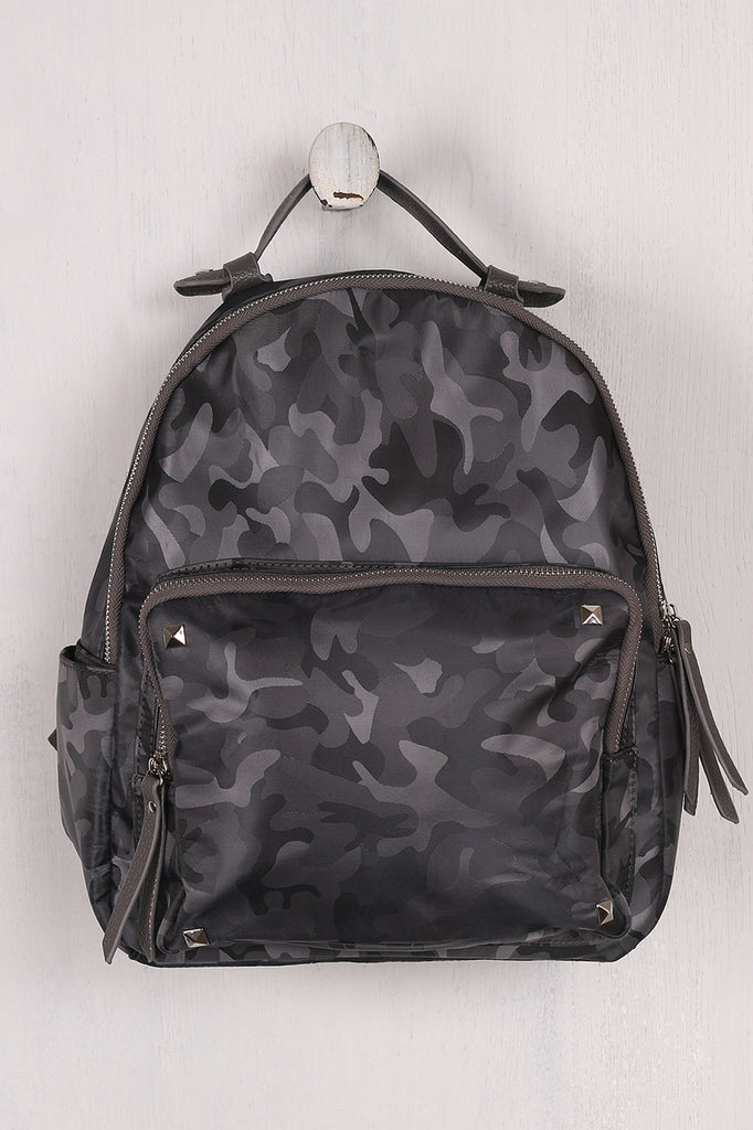 Textured Camouflage Studded Backpack
