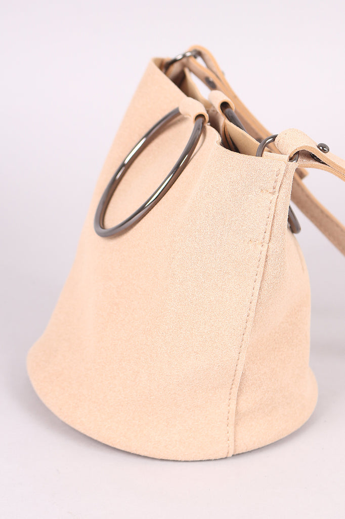 Vegan Nubuck Hoop Accent Crossbody Bag