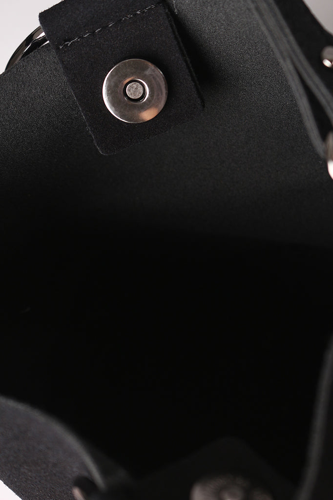 Vegan Nubuck Hoop Accent Crossbody Bag