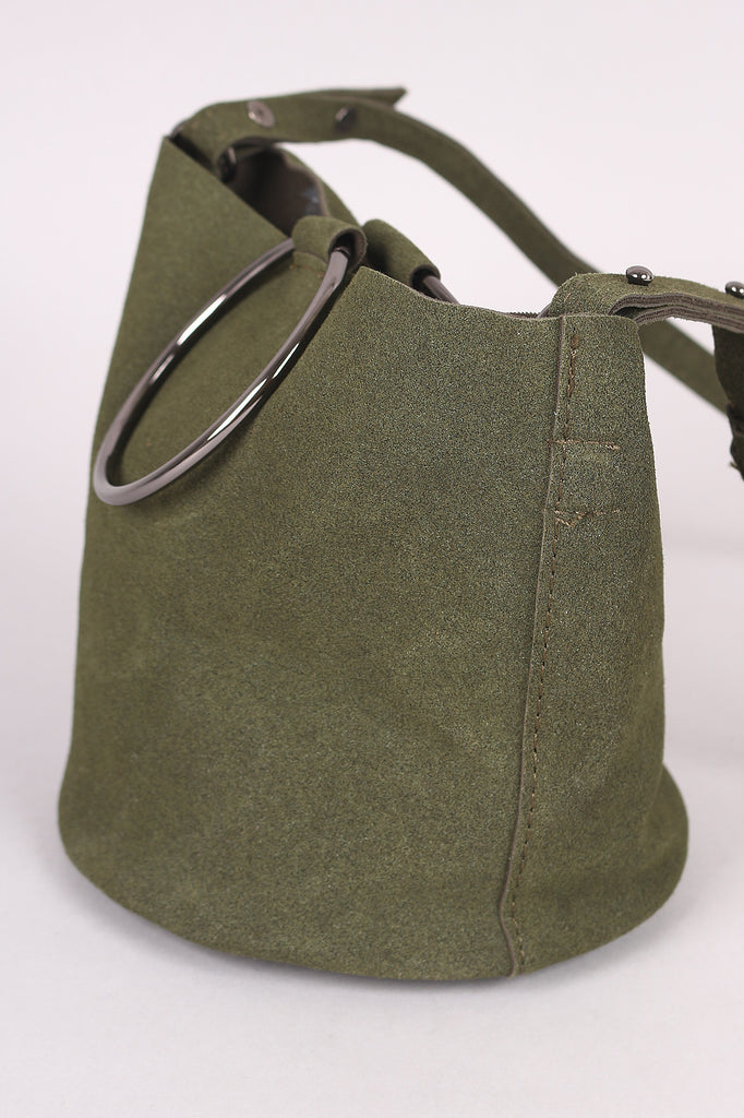 Vegan Nubuck Hoop Accent Crossbody Bag