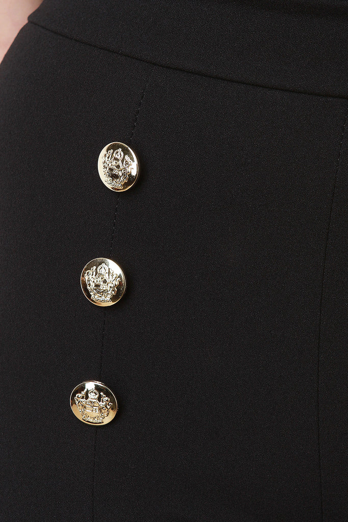 Choker Bardot Decor Button Jumpsuit