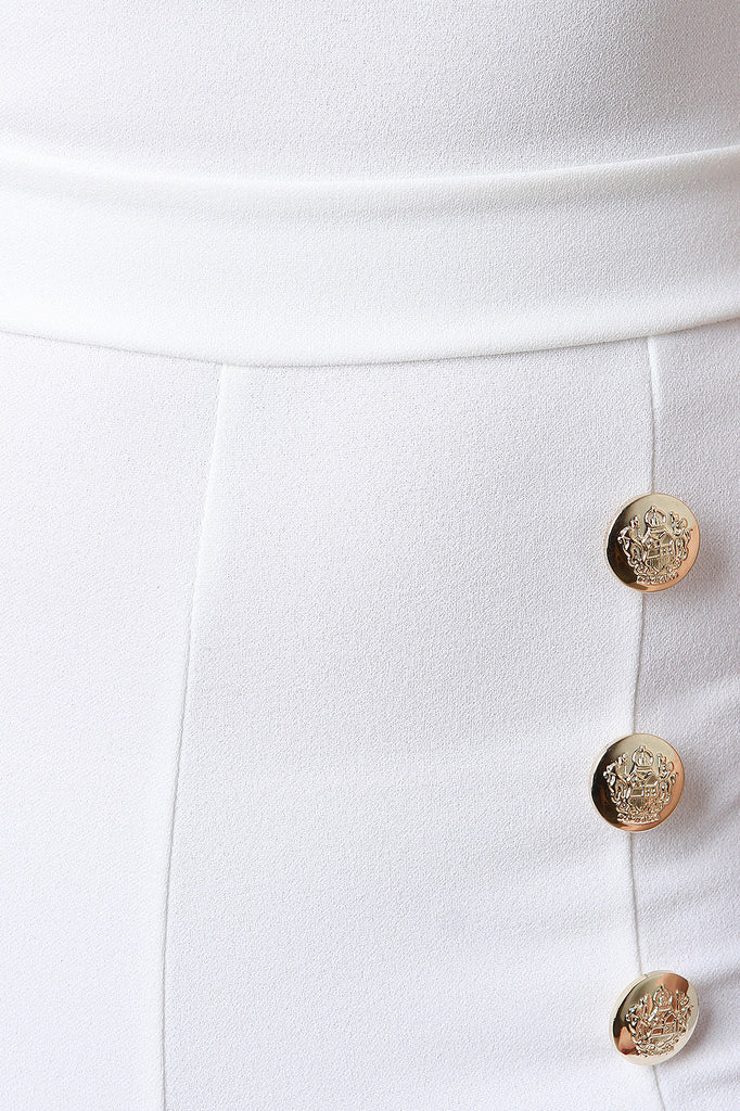 Choker Bardot Decor Button Jumpsuit