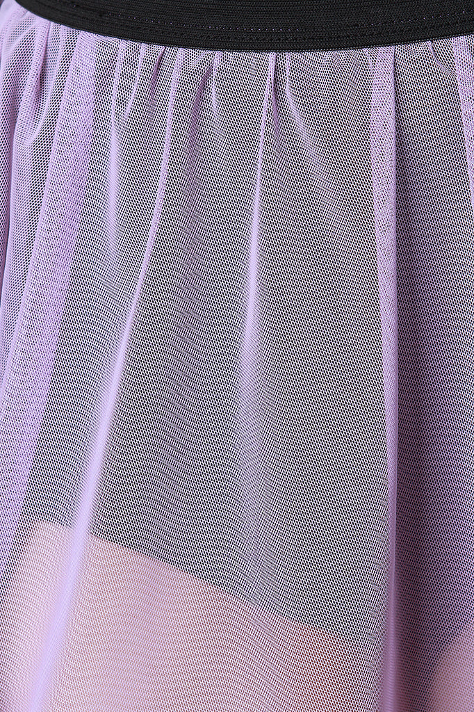 Semi-Sheer Mesh A-Line Raw Edge Skirt