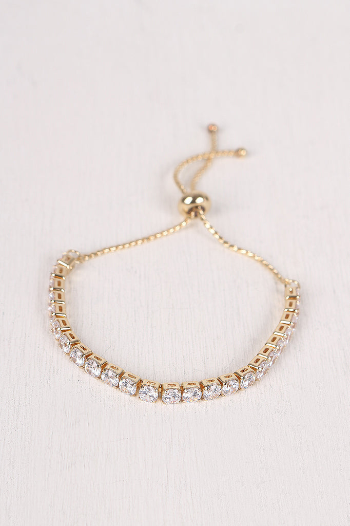 Cubic Zirconia Pull Tie Bracelet
