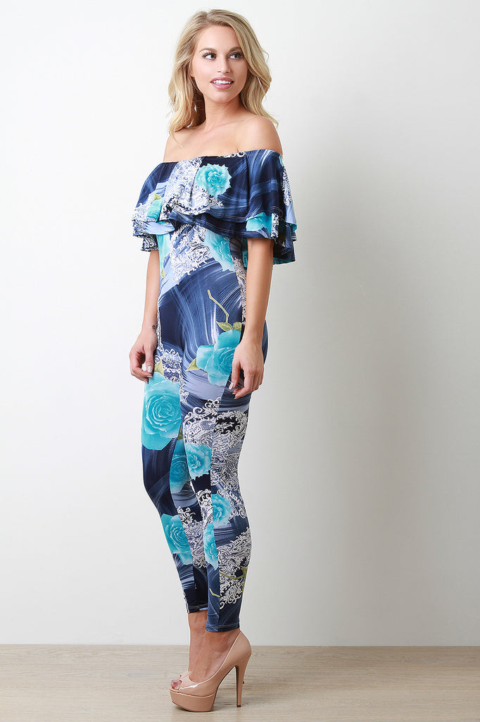Floral Flutter Bardot Jumpsuit