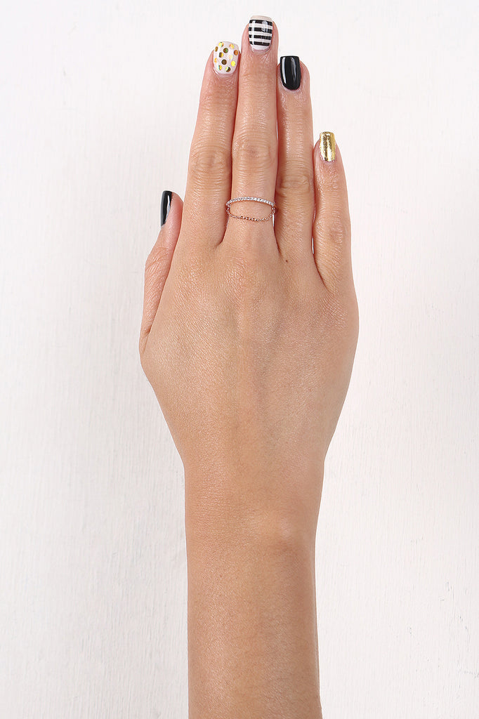 Rhinestone Draped Curb Link Chain Ring