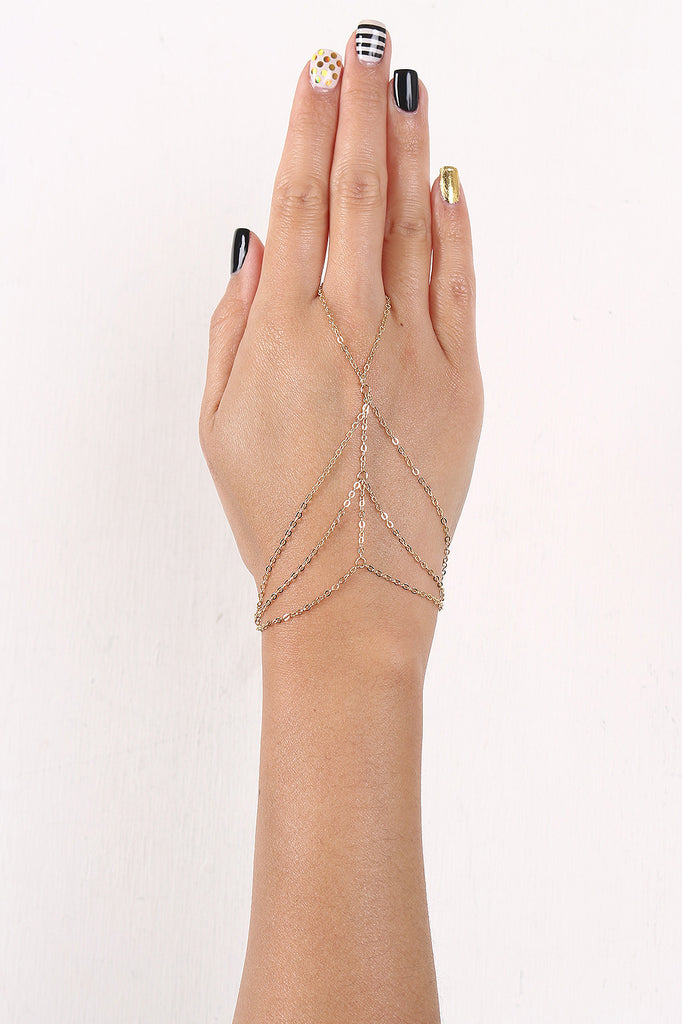 Draped Triangle Curb Link Hand Chain