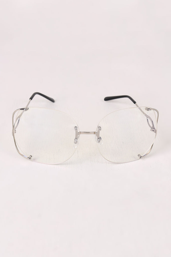 Oversized Clear Lenses Rimless Butterfly Glasses