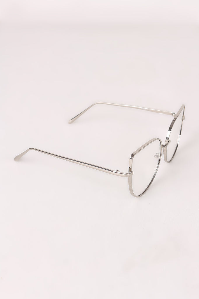 Simple Oversized Clear Lenses Cat Eyed Glasses