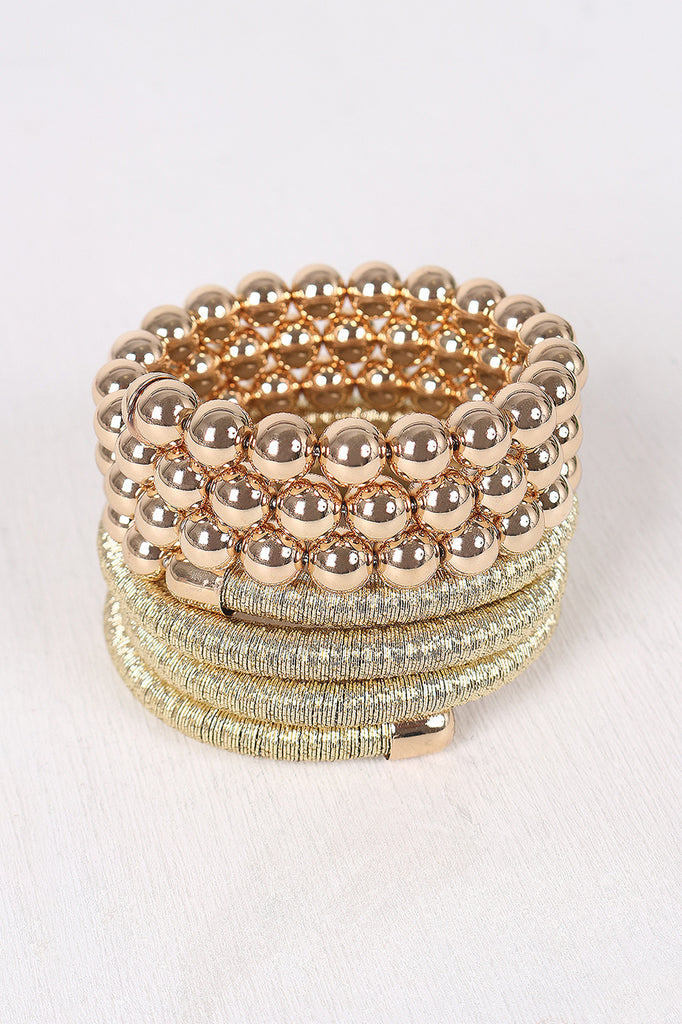 Metallic Wire Wrap Around Bead Bracelet