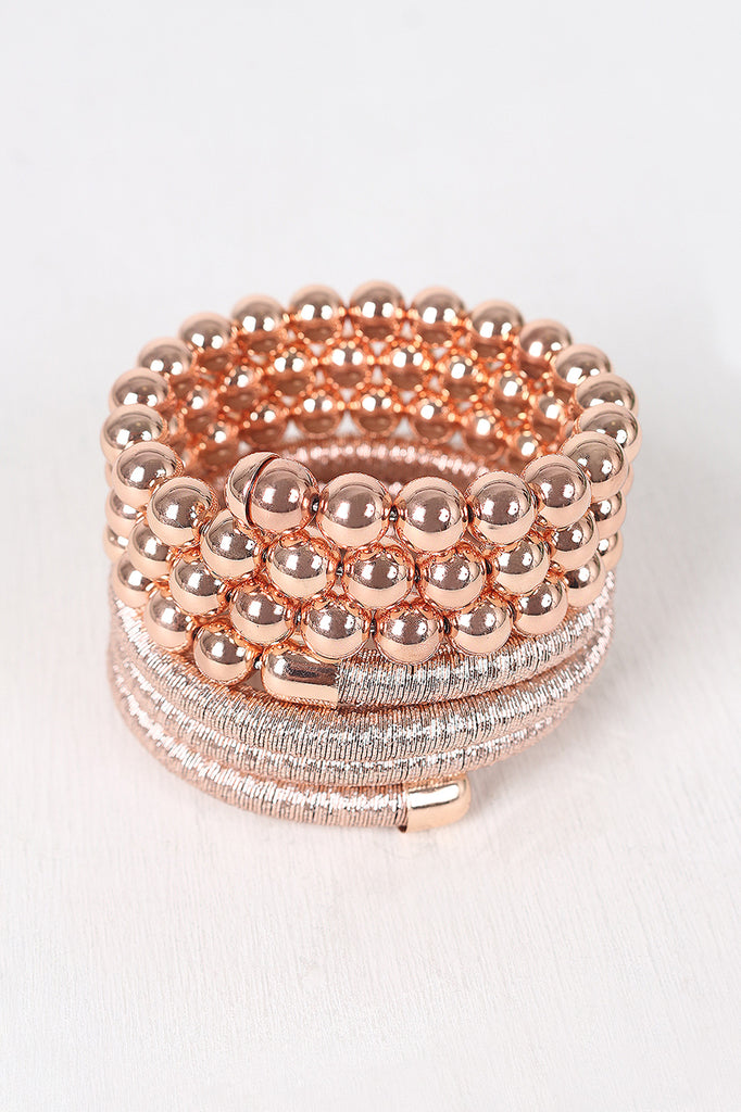 Metallic Wire Wrap Around Bead Bracelet