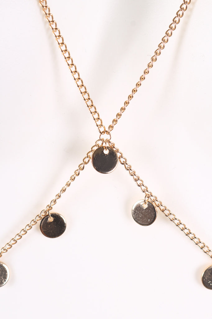 Coin Charm Layered Bra Body Chain Necklace Set