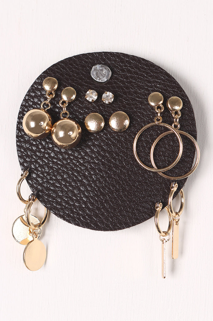 Rhinestone Sphere Dangle Earring Set