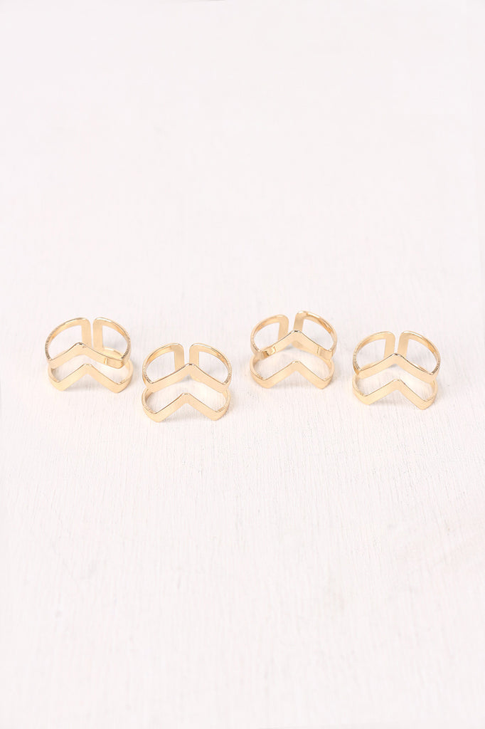 Cutout Chevron Ring Set