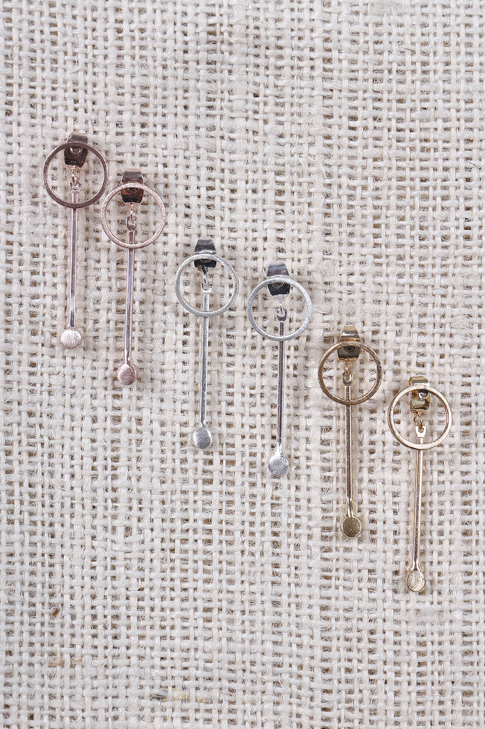 Ring Hoop Front-Back Drop Earring Set