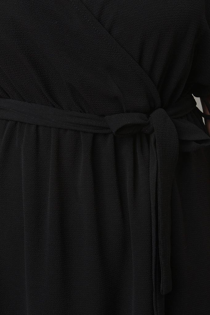 Surplice V-Neck Self-Tie High Low Maxi Dress