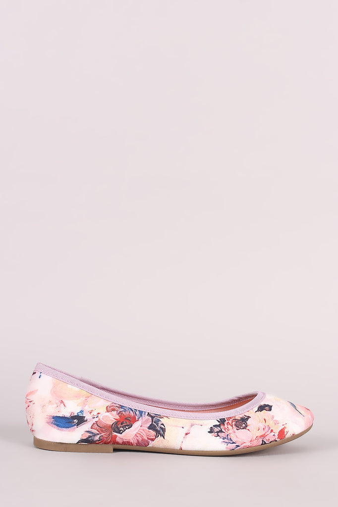 Bamboo Floral Print Round Toe Ballet Flat