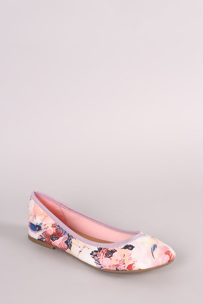 Bamboo Floral Print Round Toe Ballet Flat