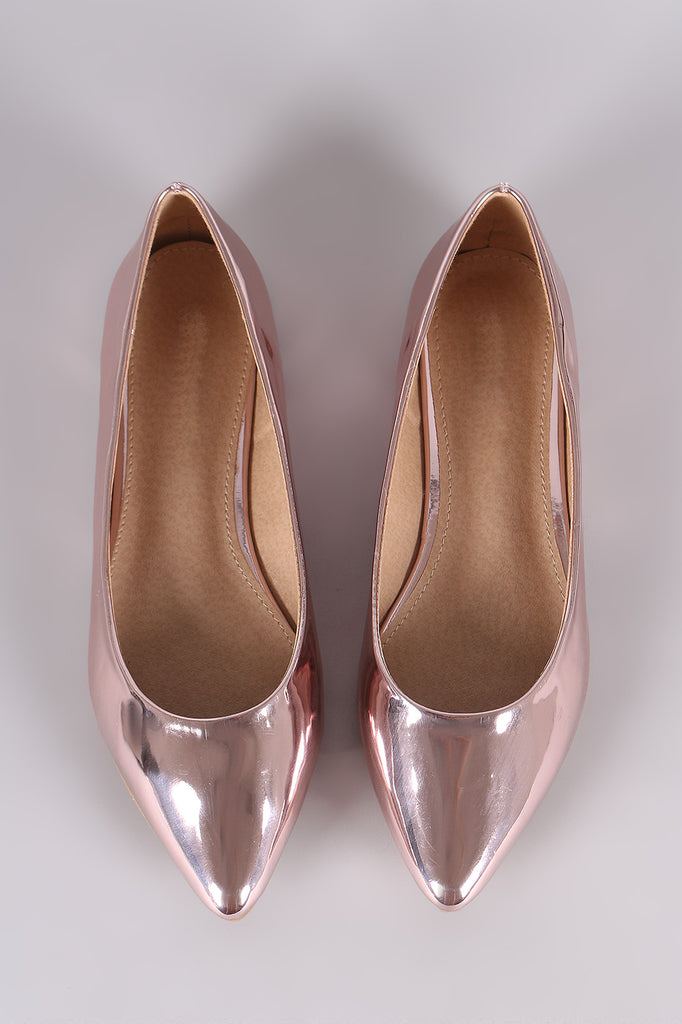 Mirror Metallic Pointy Toe Ballet Flat