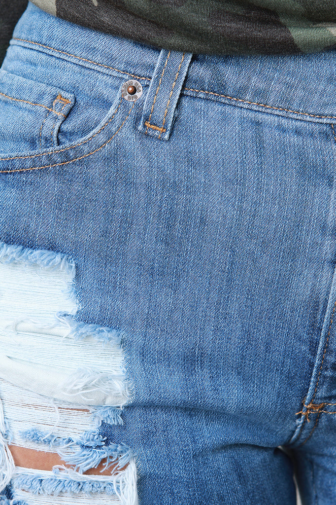 Mid Rise Destroyed Bermuda Shorts