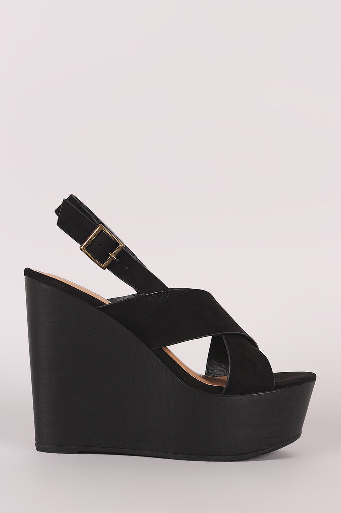 Bamboo Wide Crossing Straps Wooden Wedge