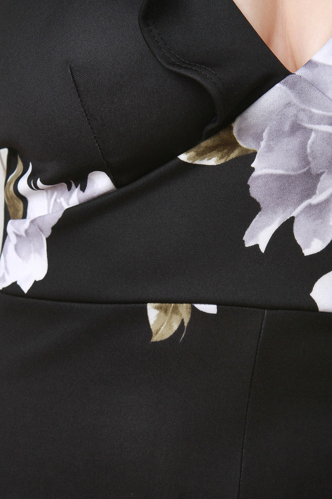 Ruffle Collar Floral Jumpsuit