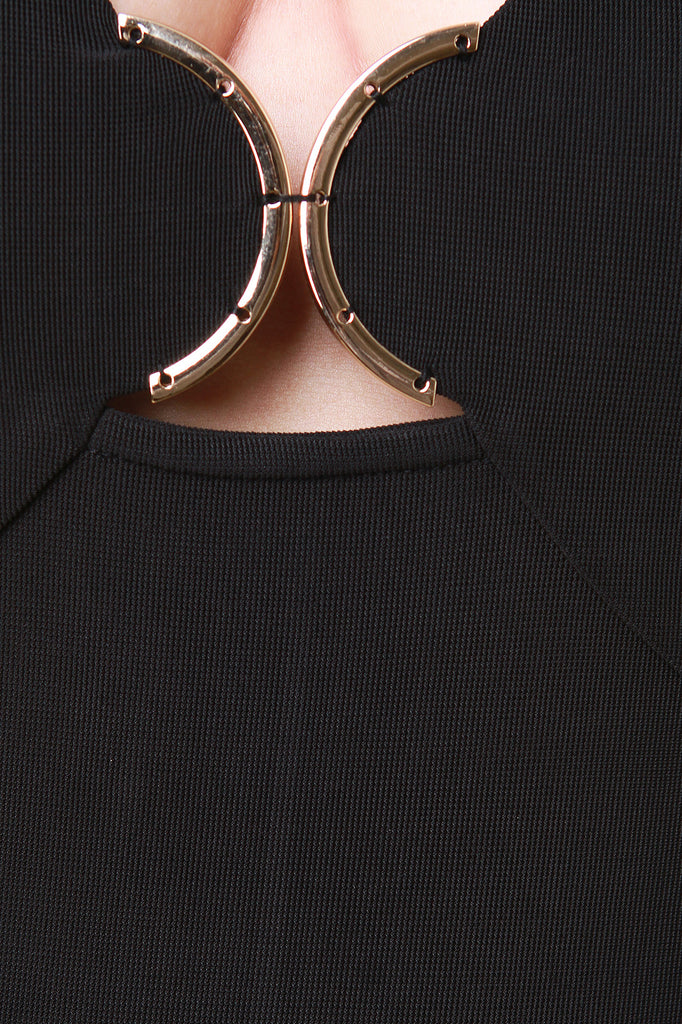 Scallop Keyhole Mock Midi Dress