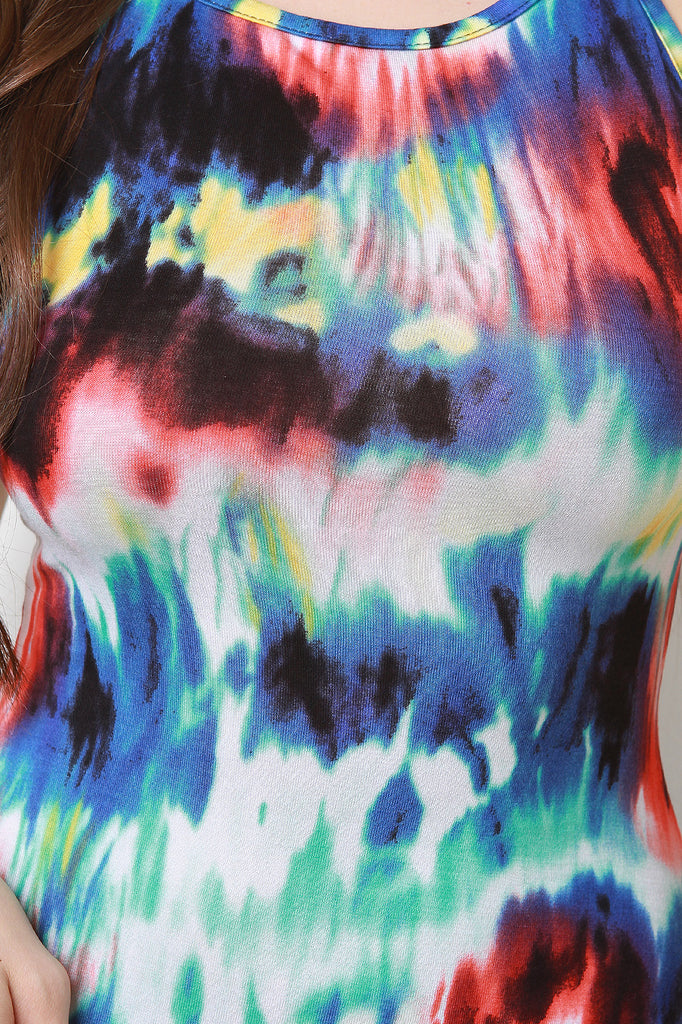 Tie Dye Cross-Back Midi Dress