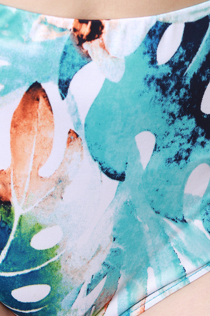 Monstera Leafy Bardot Bikini Set