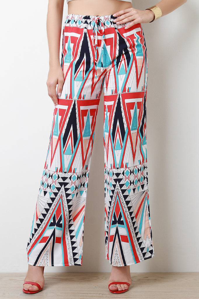 Geo Pattern High Waisted Palazzo Pants