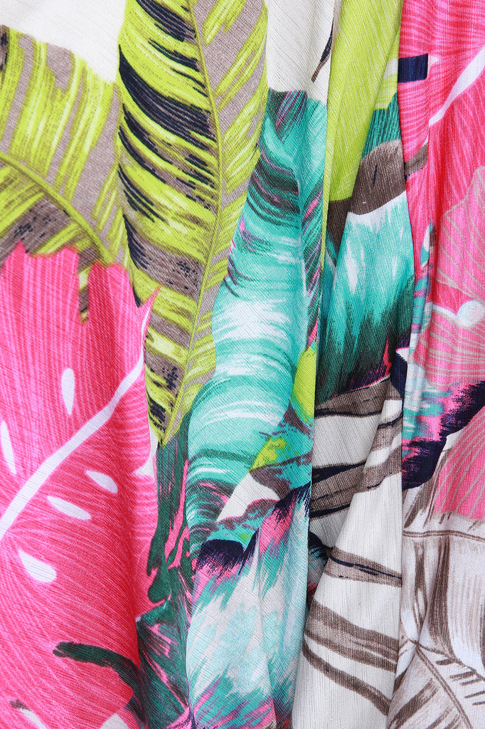 Monstera Leaf Print Cardigan With Shorts Set