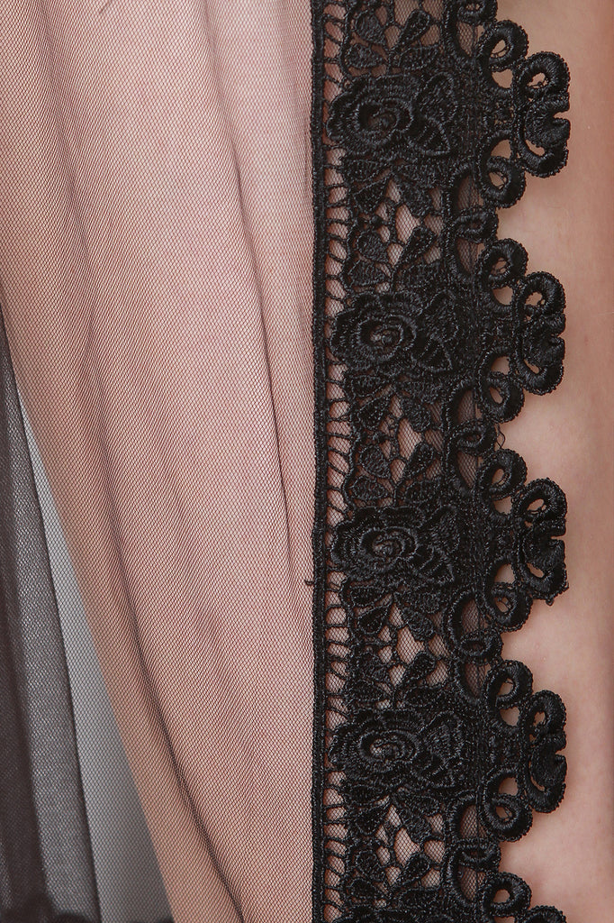 Scallop Lace Trimmed Mesh Cover-Up Maxi Skirt