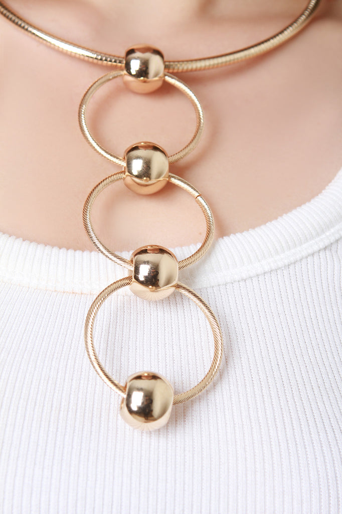 Drop Linked Hoops Collar Necklace